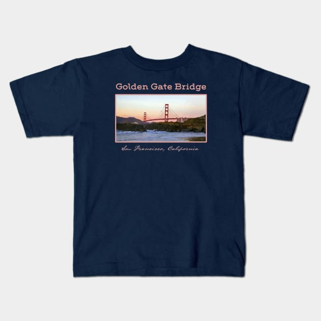 Golden Gate Bridge - San Francisco California - scenic, retro design Kids T-Shirt by jdunster